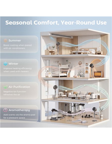 HOMCOM 20dB Silent Standing Fan, 70°+90° Auto Oscillating Fan with 12 Speeds, LED Light, Air Circulator, Remote Control, 12H Tim - pic 179013 | FastDaddyshop