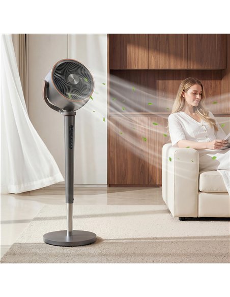 HOMCOM 20dB Silent Standing Fan, 70°+90° Auto Oscillating Fan with 12 Speeds, LED Light, Air Circulator, Remote Control, 12H Tim - pic 179014 | FastDaddyshop