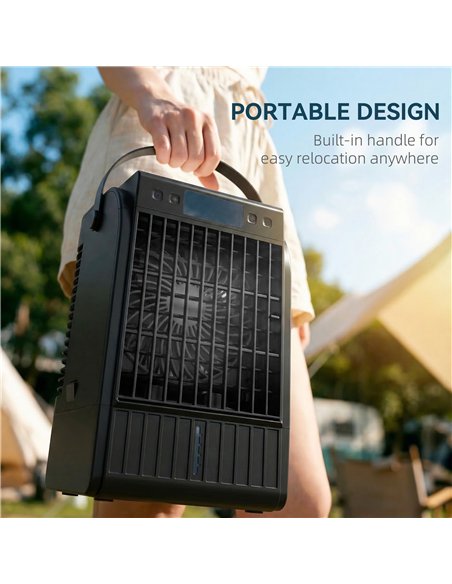 HOMCOM Portable Air Conditioner, 4-in-1 Mini Air Cooler with 4 Wind Speed, 2 Cool Mist, RGB 7 LED Light, Black - pic 179023 | FastDaddyshop