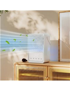 HOMCOM Portable Air Conditioner, 4-in-1 Mini Air Cooler with 3 Wind Speed, 2 Mist Mode, 7 Colour RGB Light, White 2