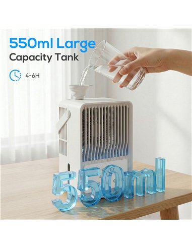HOMCOM Portable Air Conditioner, 4-in-1 Mini Air Cooler with 3 Wind Speed, 2 Mist Mode, 7 Colour RGB Light, White