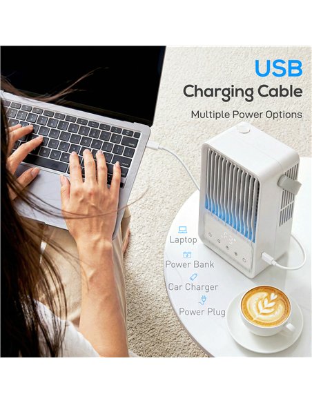 HOMCOM Portable Air Conditioner, 4-in-1 Mini Air Cooler with 3 Wind Speed, 2 Mist Mode, 7 Colour RGB Light, White - pic 179031 | FastDaddyshop