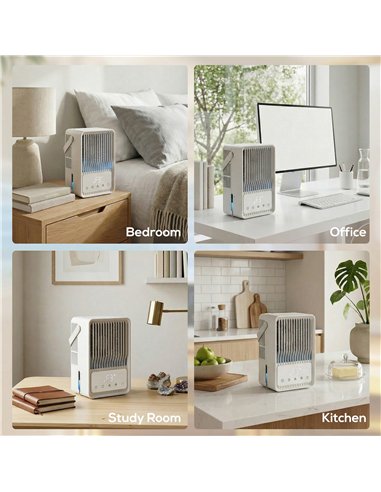 HOMCOM Portable Air Conditioner, 4-in-1 Mini Air Cooler with 3 Wind Speed, 2 Mist Mode, 7 Colour RGB Light, White