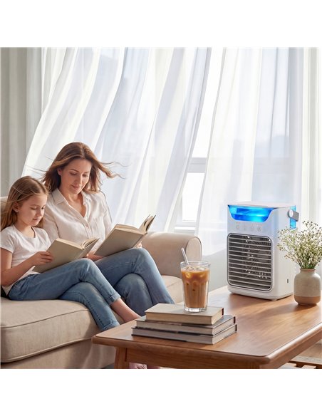 HOMCOM Air Cooler with Adjustable Head, Portable Air Conditioner with 3 Wind Speed, 2 Cool Mist, RGB Light, Grey - pic 179034 | FastDaddyshop