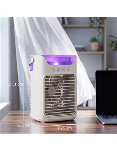 HOMCOM Air Cooler with Adjustable Head, Portable Air Conditioner with 3 Wind Speed, 2 Cool Mist, RGB Light, Grey