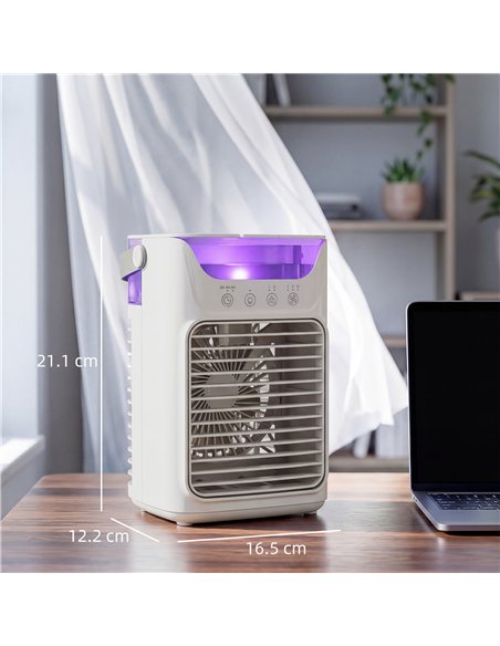 HOMCOM Air Cooler with Adjustable Head, Portable Air Conditioner with 3 Wind Speed, 2 Cool Mist, RGB Light, Grey - pic 179035 | FastDaddyshop