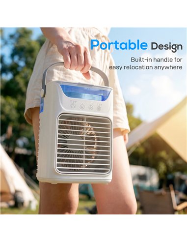 HOMCOM Air Cooler with Adjustable Head, Portable Air Conditioner with 3 Wind Speed, 2 Cool Mist, RGB Light, Grey