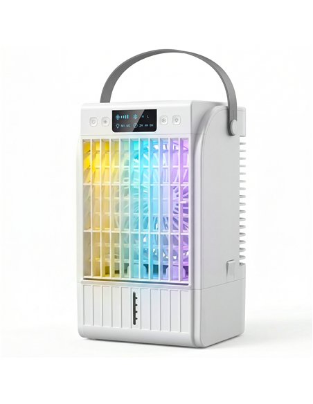 HOMCOM Portable Air Conditioner, 4-in-1 Mini Air Cooler with 4 Wind Speed, 2 Cool Mist, RGB 7 LED Light, White - pic 179042 | FastDaddyshop