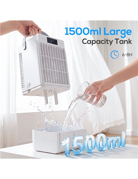 HOMCOM Portable Air Conditioner, 4-in-1 Mini Air Cooler with 4 Wind Speed, 2 Cool Mist, RGB 7 LED Light, White - pic 179046 | FastDaddyshop