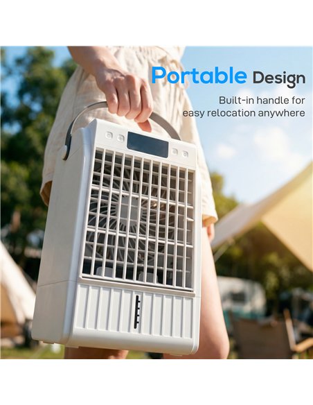 HOMCOM Portable Air Conditioner, 4-in-1 Mini Air Cooler with 4 Wind Speed, 2 Cool Mist, RGB 7 LED Light, White - pic 179050 | FastDaddyshop