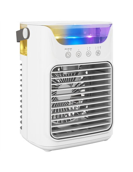 HOMCOM Air Cooler with Adjustable Head, Portable Air Conditioner with 3 Wind Speed, 2 Cool Mist, RGB Light, White - pic 179051 | FastDaddyshop