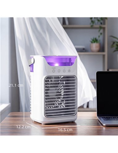 HOMCOM Air Cooler with Adjustable Head, Portable Air Conditioner with 3 Wind Speed, 2 Cool Mist, RGB Light, White