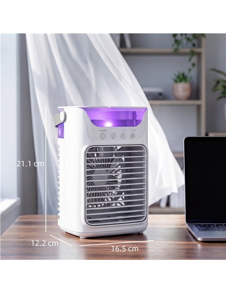 HOMCOM Air Cooler with Adjustable Head, Portable Air Conditioner with 3 Wind Speed, 2 Cool Mist, RGB Light, White - pic 179053 | FastDaddyshop
