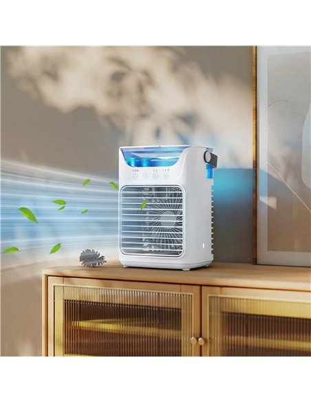 HOMCOM Air Cooler with Adjustable Head, Portable Air Conditioner with 3 Wind Speed, 2 Cool Mist, RGB Light, White - pic 179059 | FastDaddyshop