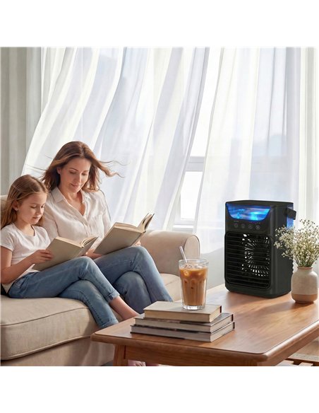 HOMCOM Air Cooler with Adjustable Head, Portable Air Conditioner with 3 Wind Speed, 2 Cool Mist, RGB Light, Black - pic 179061 | FastDaddyshop