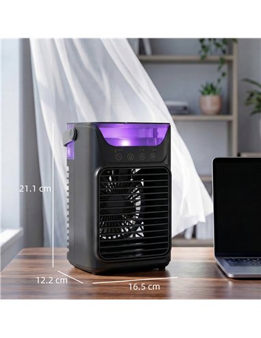 HOMCOM Air Cooler with Adjustable Head, Portable Air Conditioner with 3 Wind Speed, 2 Cool Mist, RGB Light, Black
