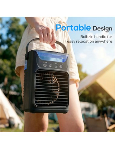 HOMCOM Air Cooler with Adjustable Head, Portable Air Conditioner with 3 Wind Speed, 2 Cool Mist, RGB Light, Black