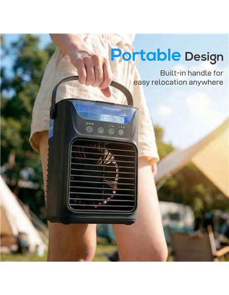 HOMCOM Air Cooler with Adjustable Head, Portable Air Conditioner with 3 Wind Speed, 2 Cool Mist, RGB Light, Black - pic 179068 | FastDaddyshop