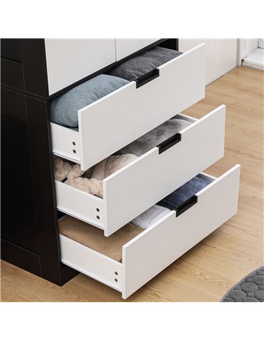 HOMCOM 2 Door Wardrobe, Modern Wardrobe with 3 Drawers and Hanging Rod for Bedroom, White