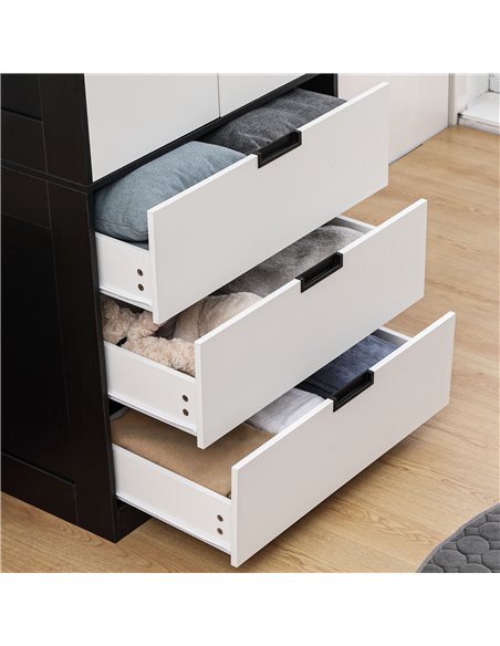 HOMCOM 2 Door Wardrobe, Modern Wardrobe with 3 Drawers and Hanging Rod for Bedroom, White - pic 17907 | FastDaddyshop