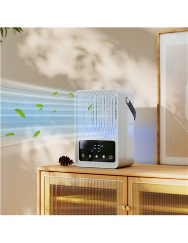 HOMCOM Portable Air Conditioner, 4-in-1 Mini Air Cooler with 3 Wind Speed, 2 Mist Mode, 7 Colour RGB Light, Black and White