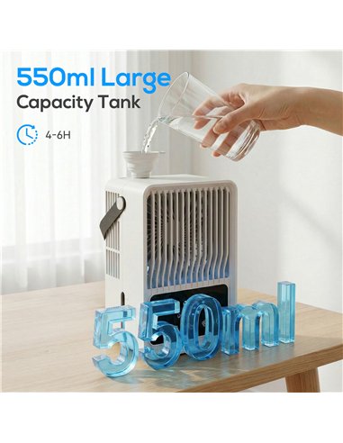 HOMCOM Portable Air Conditioner, 4-in-1 Mini Air Cooler with 3 Wind Speed, 2 Mist Mode, 7 Colour RGB Light, Black and White
