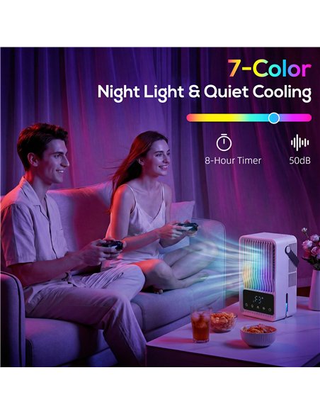 HOMCOM Portable Air Conditioner, 4-in-1 Mini Air Cooler with 3 Wind Speed, 2 Mist Mode, 7 Colour RGB Light, Black and White - pic 179074 | FastDaddyshop
