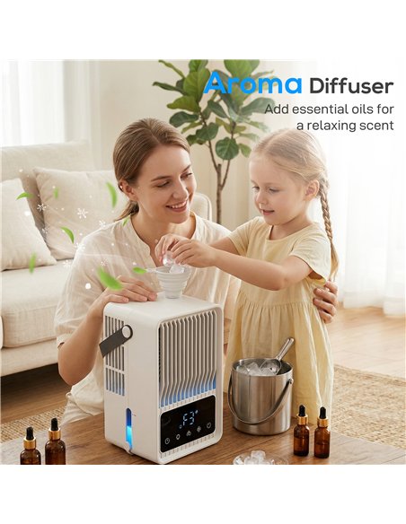 HOMCOM Portable Air Conditioner, 4-in-1 Mini Air Cooler with 3 Wind Speed, 2 Mist Mode, 7 Colour RGB Light, Black and White - pic 179075 | FastDaddyshop