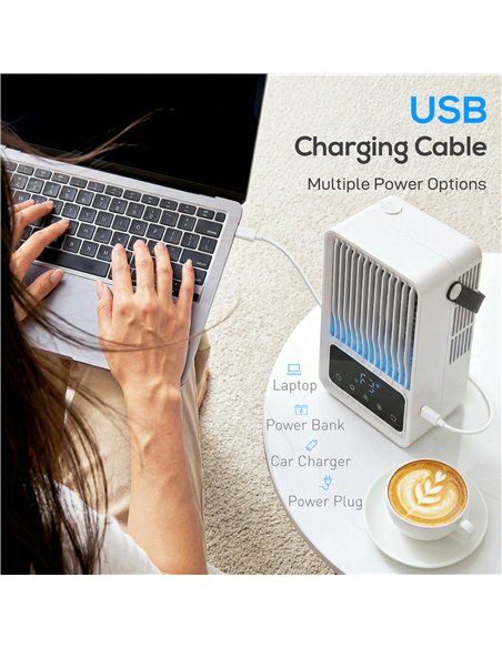 HOMCOM Portable Air Conditioner, 4-in-1 Mini Air Cooler with 3 Wind Speed, 2 Mist Mode, 7 Colour RGB Light, Black and White - pic 179076 | FastDaddyshop
