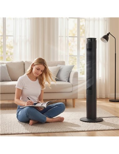 HOMCOM Tower Fan with WiFi Control Standing Floor Fan with Remote Control 116 cm Black