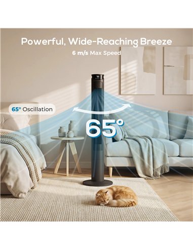 HOMCOM Tower Fan with WiFi Control Standing Floor Fan with Remote Control 116 cm Black