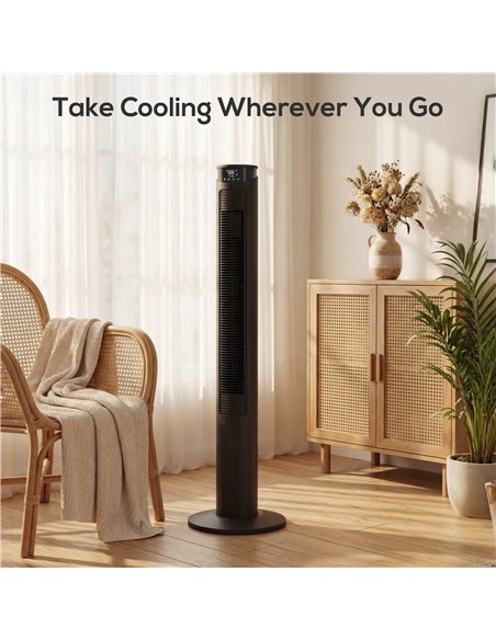 HOMCOM Tower Fan with WiFi Control Standing Floor Fan with Remote Control 116 cm Black - pic 179085 | FastDaddyshop