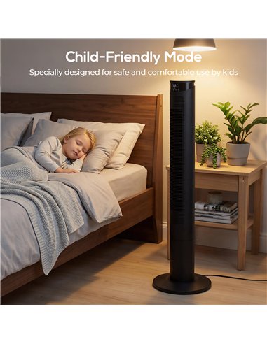 HOMCOM Tower Fan with WiFi Control Standing Floor Fan with Remote Control 116 cm Black