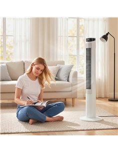 HOMCOM Tower Fan with WiFi Control Standing Floor Fan with Remote Control 116 cm White 2