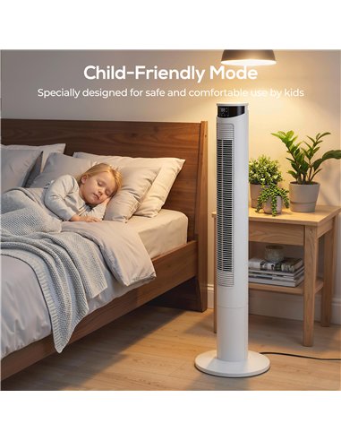HOMCOM Tower Fan with WiFi Control Standing Floor Fan with Remote Control 116 cm White