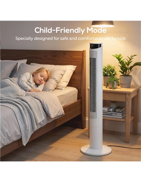 HOMCOM Tower Fan with WiFi Control Standing Floor Fan with Remote Control 116 cm White - pic 179095 | FastDaddyshop