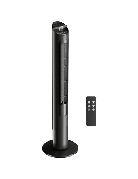 HOMCOM Tower Fan with WiFi App Control Standing Floor Cooling Fan Remote Control 101.8 cm Black - pic 179096 | FastDaddyshop