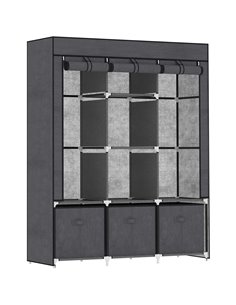 HOMCOM Fabric Wardrobe, Portable Wardrobe with 5 Shelves, 2 Hanging Rails and 3 Fabric Drawers, Foldable Closets, 125 x 43 x 162