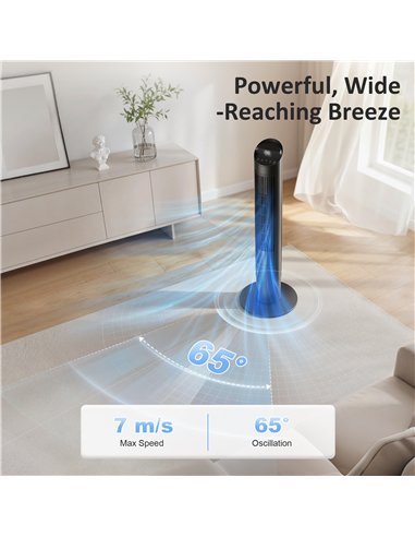 HOMCOM Tower Fan with WiFi App Control Standing Floor Cooling Fan Remote Control 101.8 cm Black
