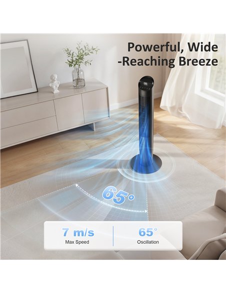 HOMCOM Tower Fan with WiFi App Control Standing Floor Cooling Fan Remote Control 101.8 cm Black - pic 179100 | FastDaddyshop