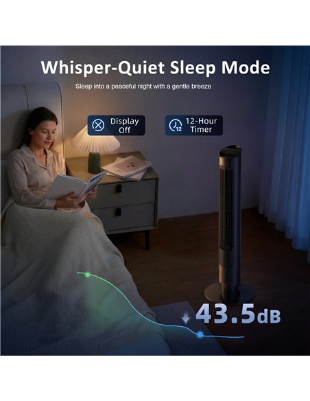 HOMCOM Tower Fan with WiFi App Control Standing Floor Cooling Fan Remote Control 101.8 cm Black - pic 179102 | FastDaddyshop