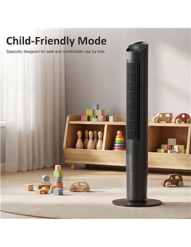 HOMCOM Tower Fan with WiFi App Control Standing Floor Cooling Fan Remote Control 101.8 cm Black