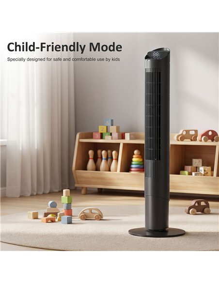 HOMCOM Tower Fan with WiFi App Control Standing Floor Cooling Fan Remote Control 101.8 cm Black - pic 179104 | FastDaddyshop