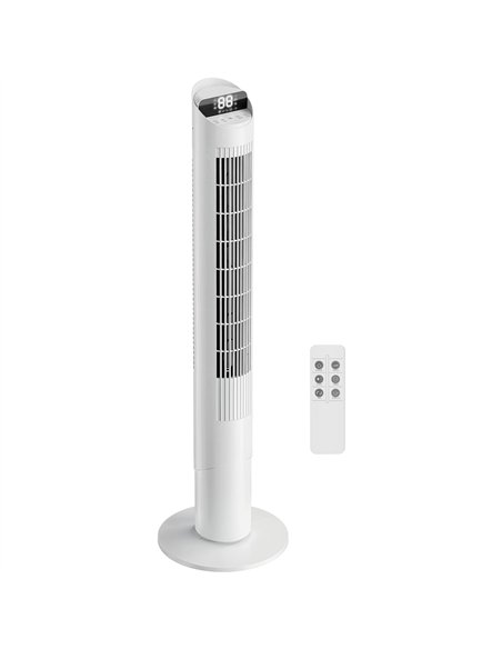 HOMCOM Tower Fan with WiFi App Control Standing Floor Cooling Fan Remote Control 101.8 cm White - pic 179105 | FastDaddyshop
