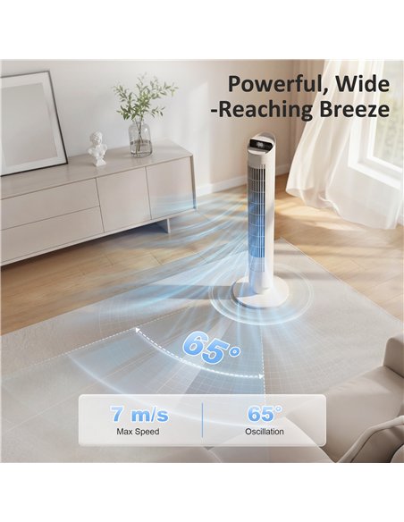 HOMCOM Tower Fan with WiFi App Control Standing Floor Cooling Fan Remote Control 101.8 cm White - pic 179109 | FastDaddyshop