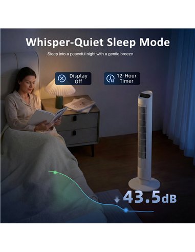 HOMCOM Tower Fan with WiFi App Control Standing Floor Cooling Fan Remote Control 101.8 cm White