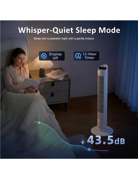 HOMCOM Tower Fan with WiFi App Control Standing Floor Cooling Fan Remote Control 101.8 cm White - pic 179111 | FastDaddyshop