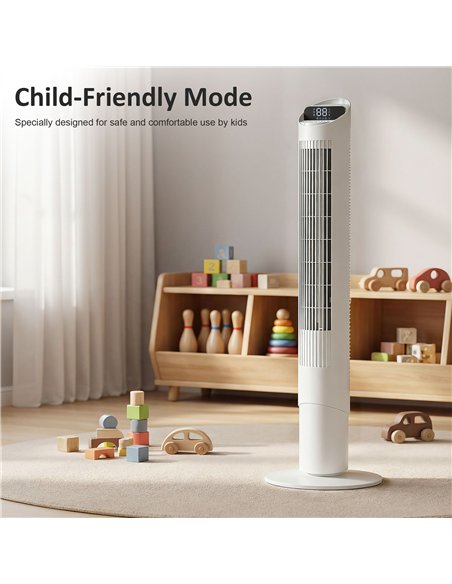 HOMCOM Tower Fan with WiFi App Control Standing Floor Cooling Fan Remote Control 101.8 cm White - pic 179113 | FastDaddyshop