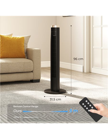 HOMCOM Tower Fan with WiFi App Control, Standing Floor Fan with 3 Speed 4 Modes, 12 Hour Timer and Night Light Black - pic 179116 | FastDaddyshop
