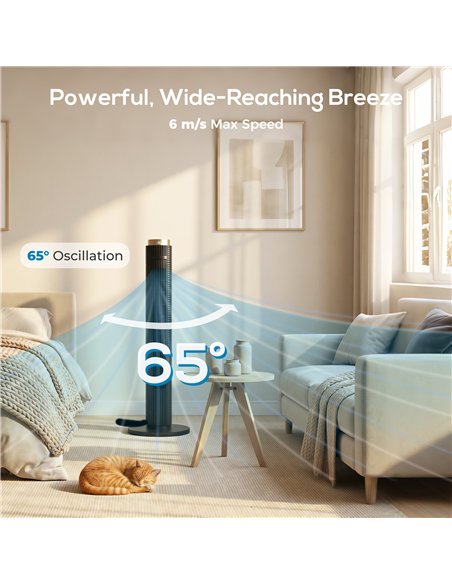 HOMCOM Tower Fan with WiFi App Control, Standing Floor Fan with 3 Speed 4 Modes, 12 Hour Timer and Night Light Black - pic 179118 | FastDaddyshop